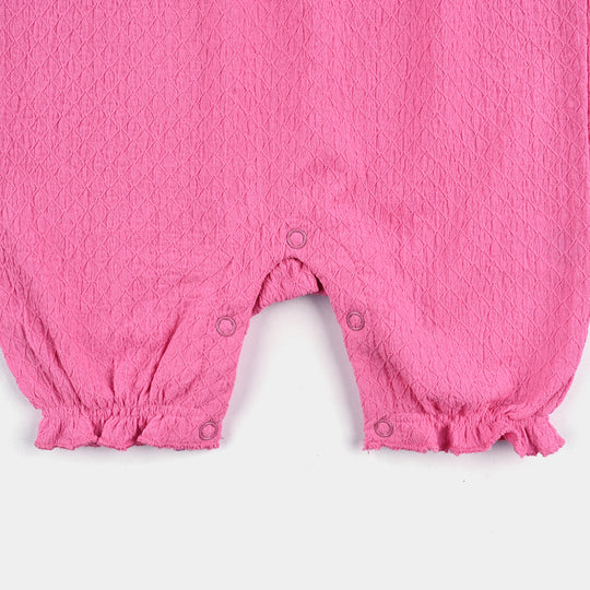 Infant Girls Jacquard Romper Fashion Bow Style-Pink
