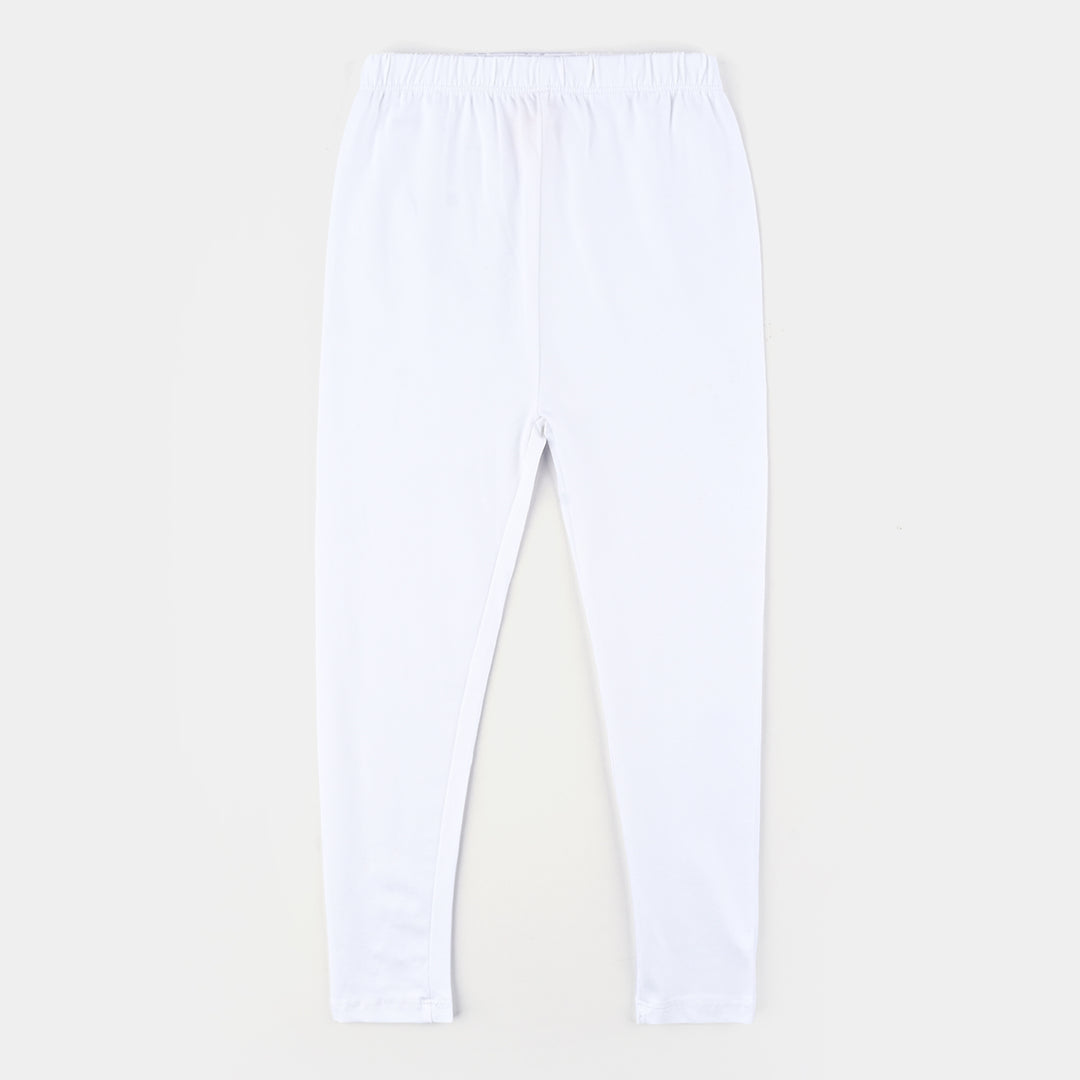 Girls Jersey/Terry Tights - White
