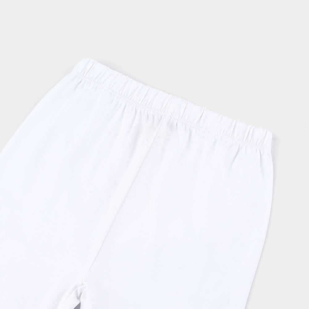 Girls Jersey/Terry Tights - White