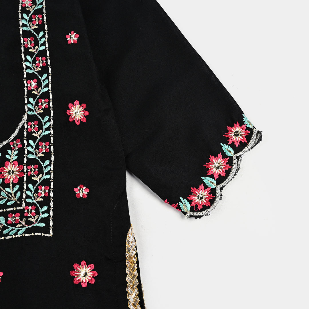 Girls poly cambric 3Pcs Phool Patti - BLACK