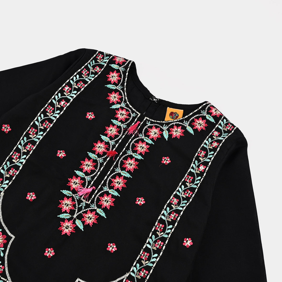 Girls poly cambric 3Pcs Phool Patti - BLACK