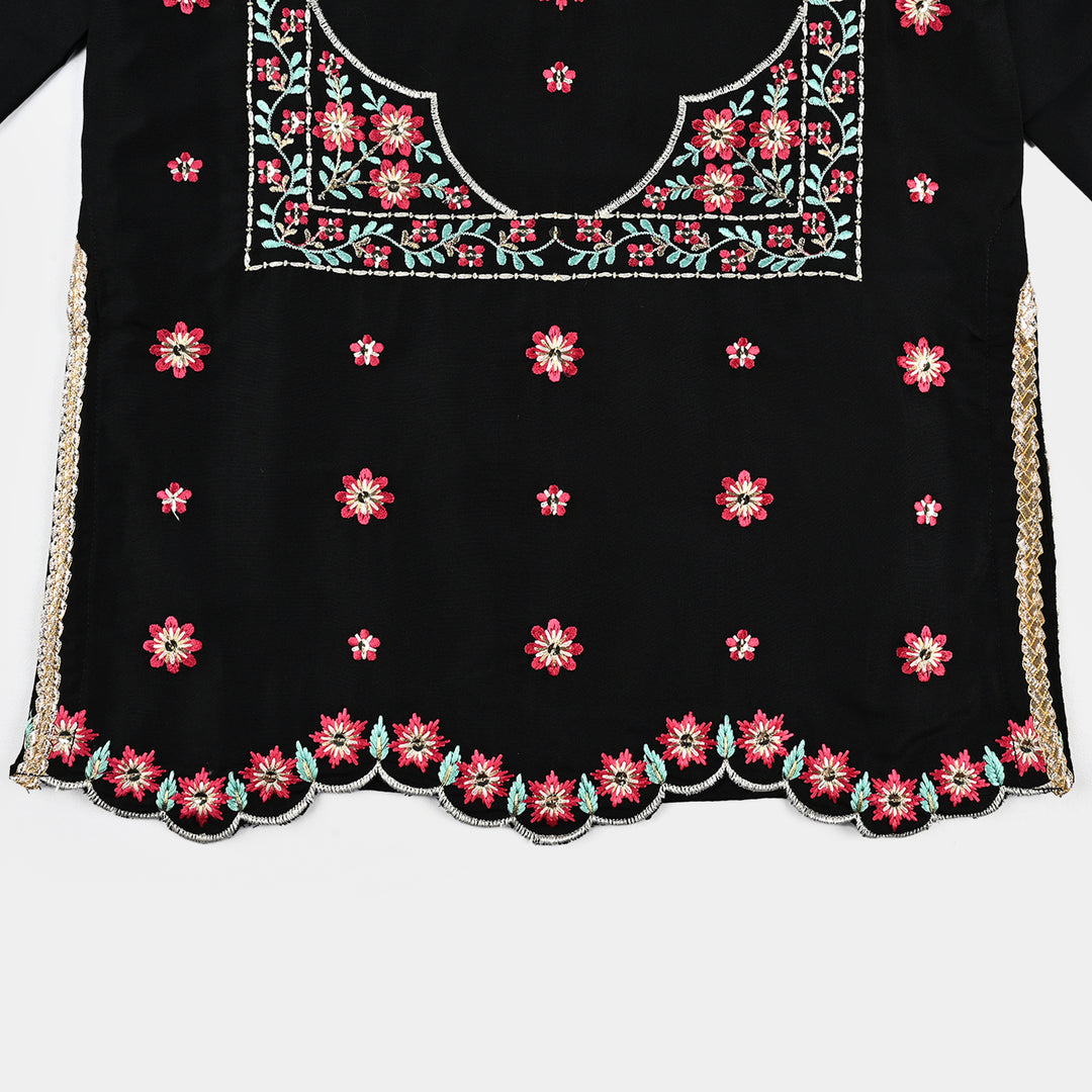 Girls poly cambric 3Pcs Phool Patti - BLACK