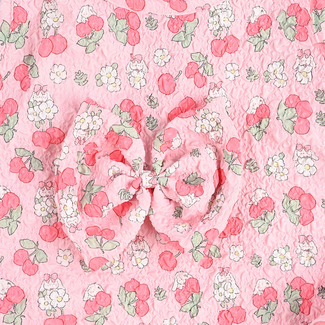 Infant Girls Poly Crinkle Casual Top - Cherry Pink
