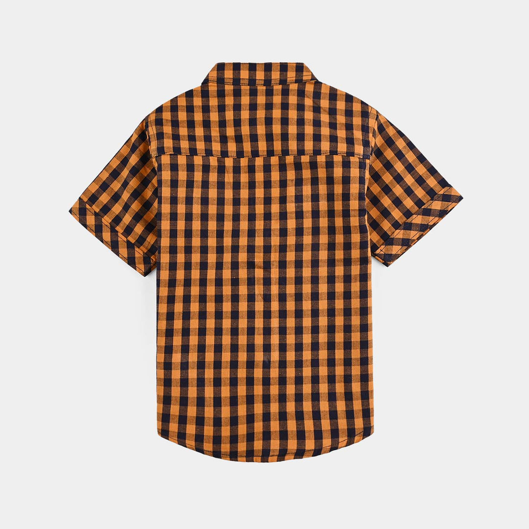 Infant Boys Yarn Dyed Casual Shirt - Dark Brown