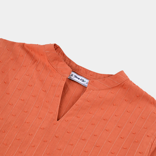 Teens Girls Poly Cotton Casual Top-Rust