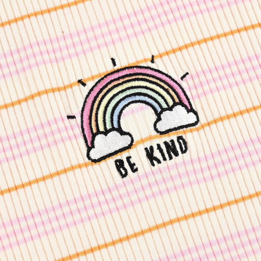 Girls 2x1 Rib Sando Stripes (Be Kind) -Multi