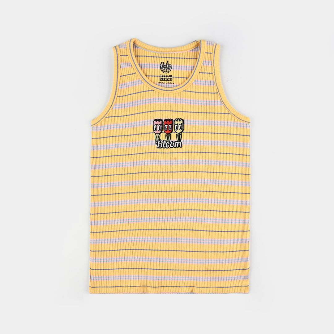 Girls 2x1 Rib Sando Stripes - Bloom