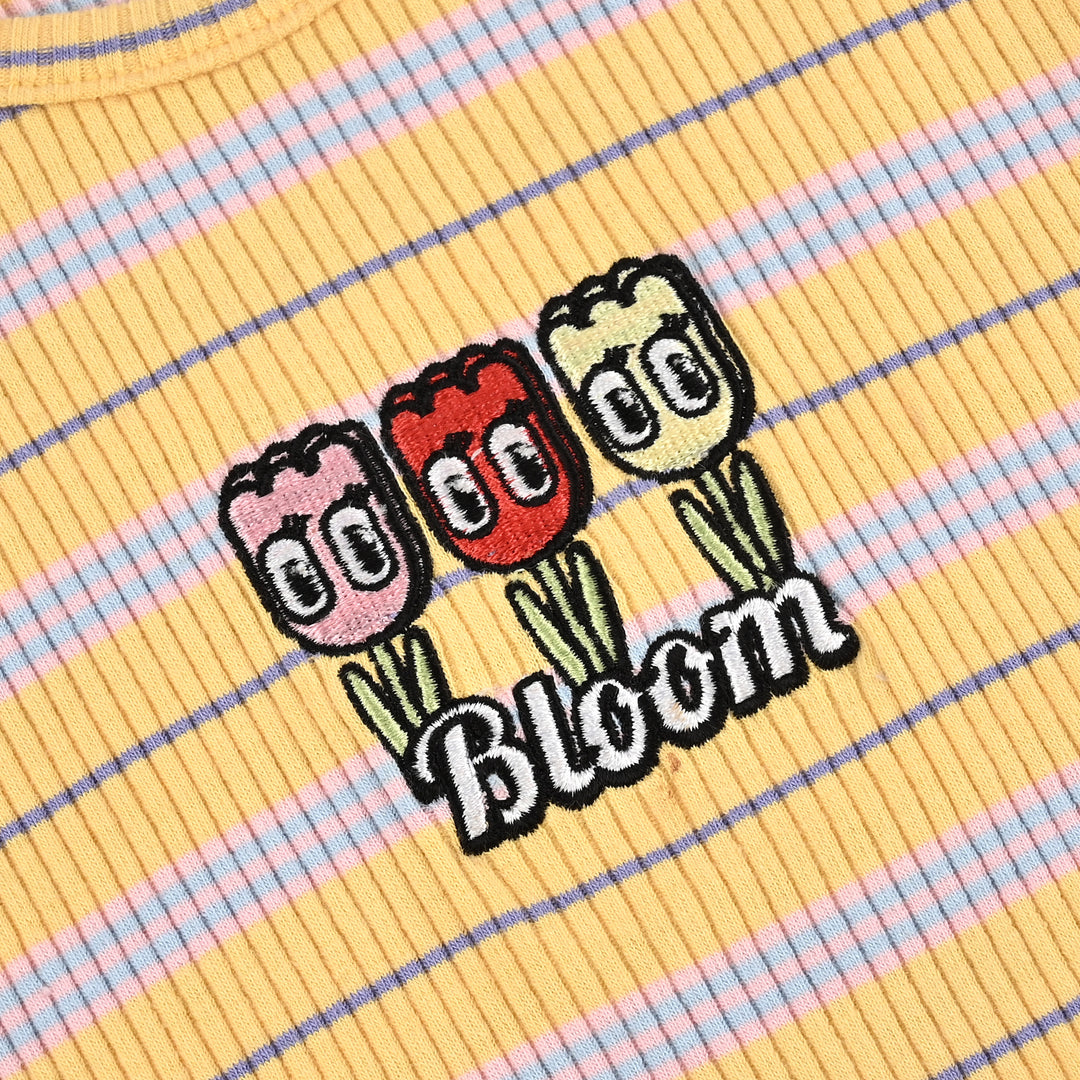 Girls 2x1 Rib Sando Stripes - Bloom