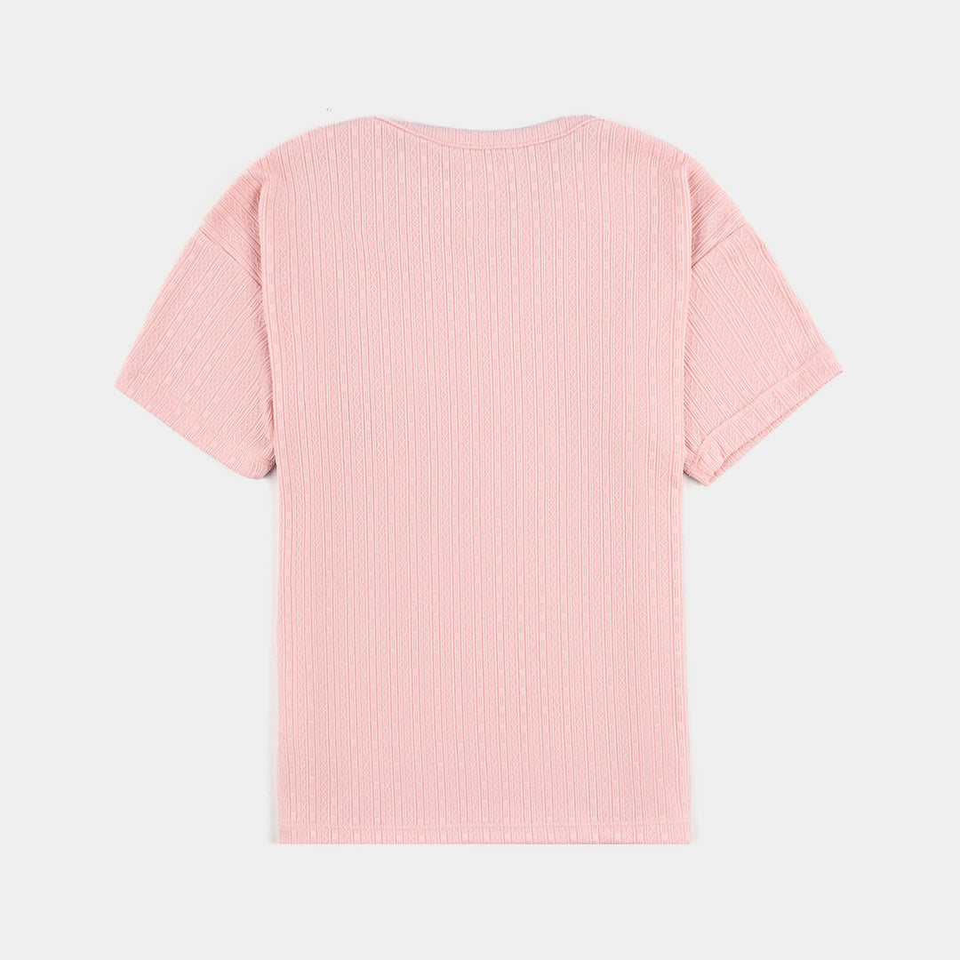 Girls Lycra Jersey T-Shirt H/S Just Keep Growing-Pink