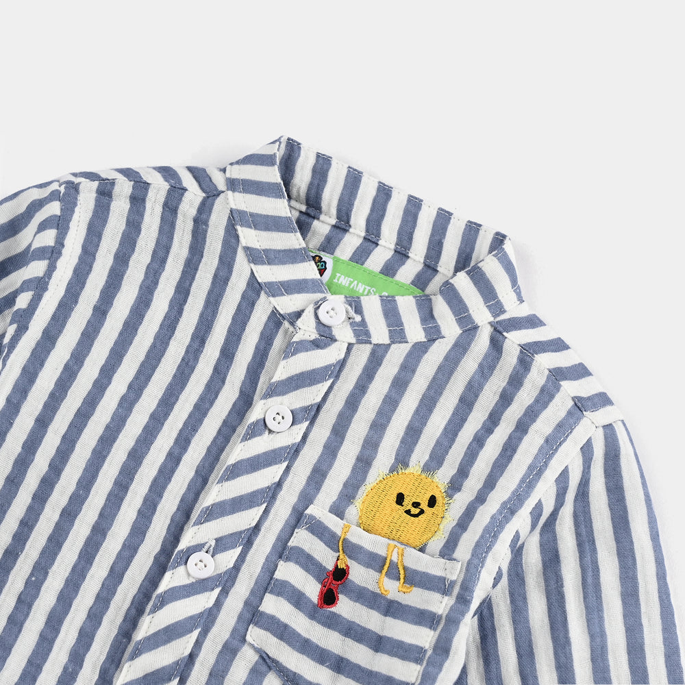 Infant Boys Yarn Dyed Casual Shirt (Sun In MY PKT)-Blue