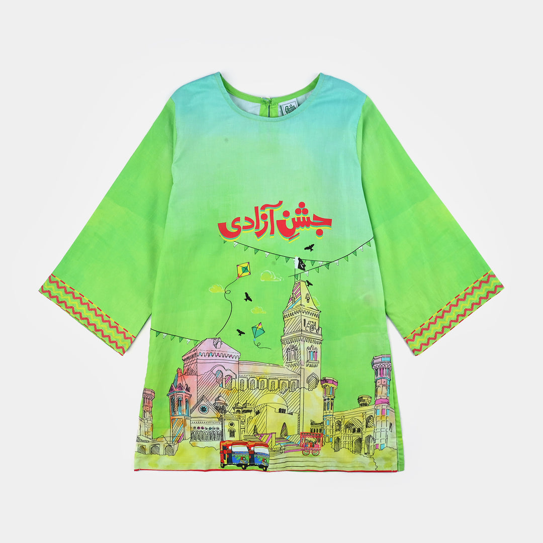 Girls Rang -E-Azadi Kurti – Green
