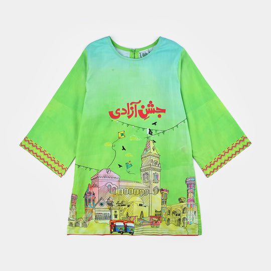 Girls Rang -E-Azadi Kurti – Green