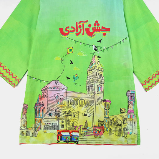 Girls Rang -E-Azadi Kurti – Green