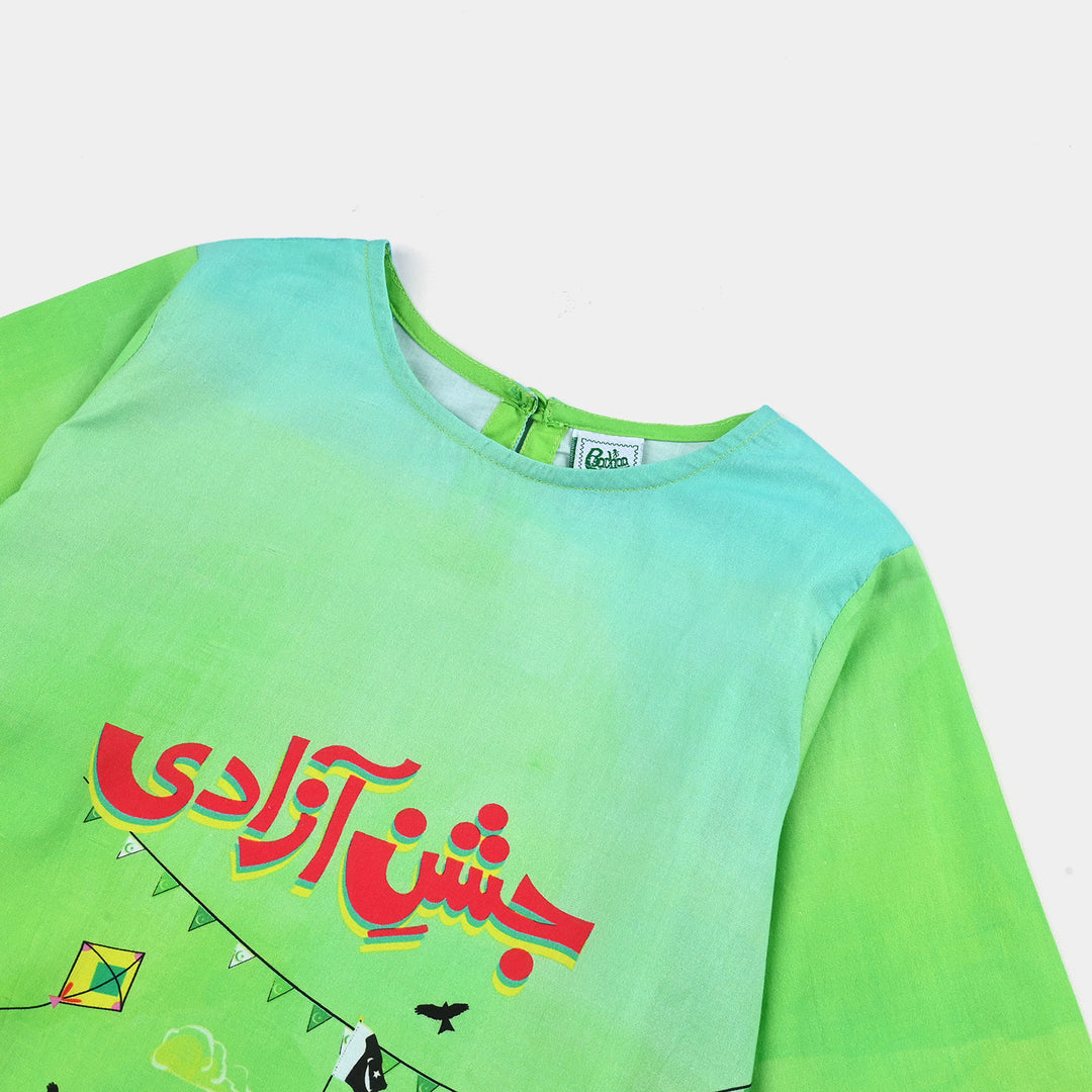 Girls Rang -E-Azadi Kurti – Green