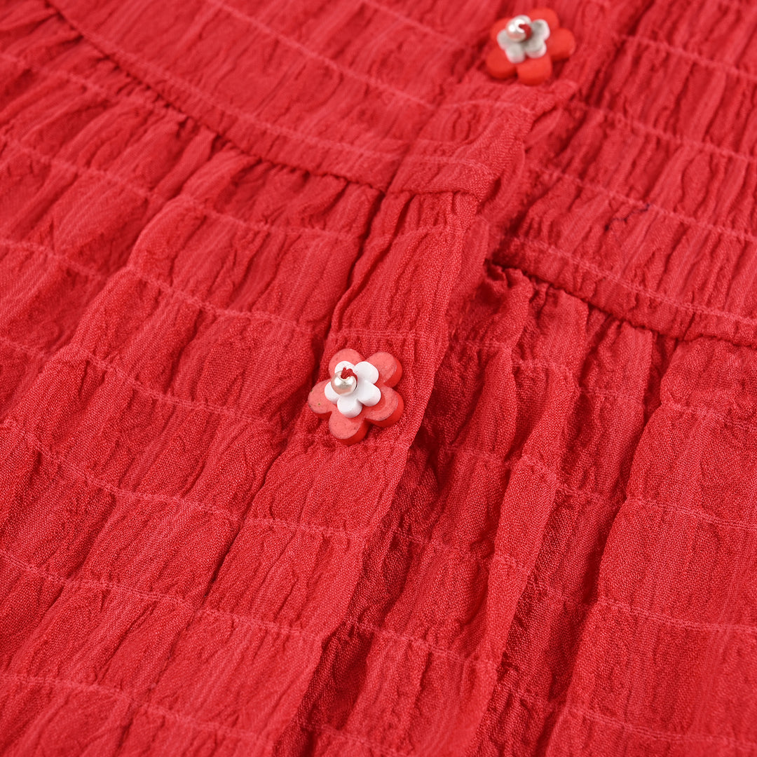 Girls Poly Mesh Casual Top - RED