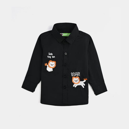 Infant Boys Cotton Shirt (Roar) - Black