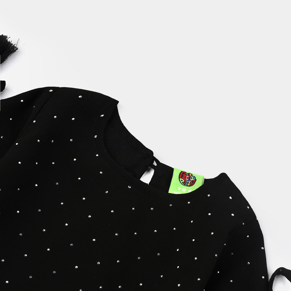 Infant Girls Georgette Casual Top Black Star Dust