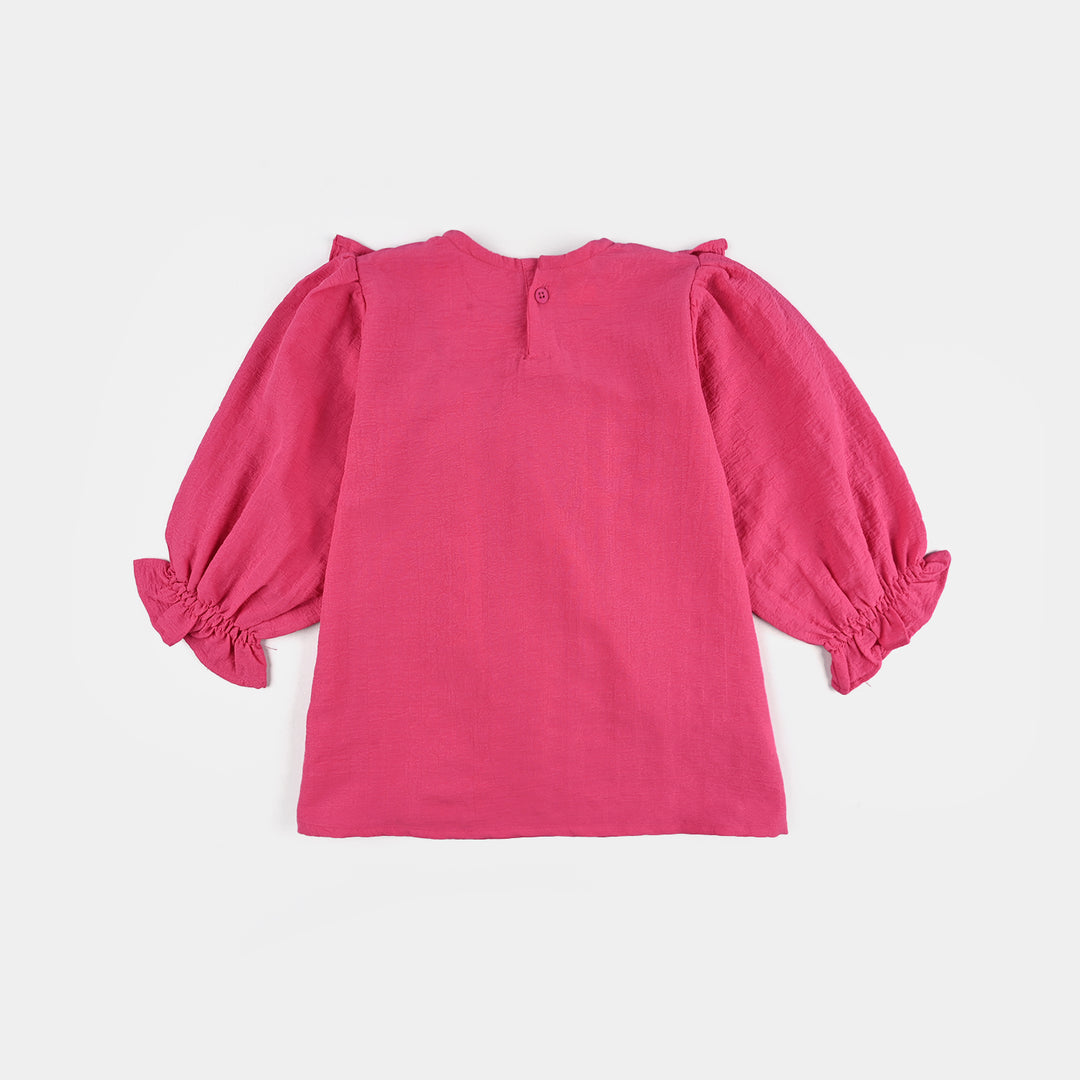 Girls Poly Mesh Embroidered Co-Ord Set - Pink