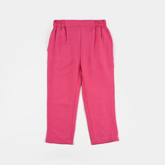 Girls Poly Mesh Embroidered Co-Ord Set - Pink