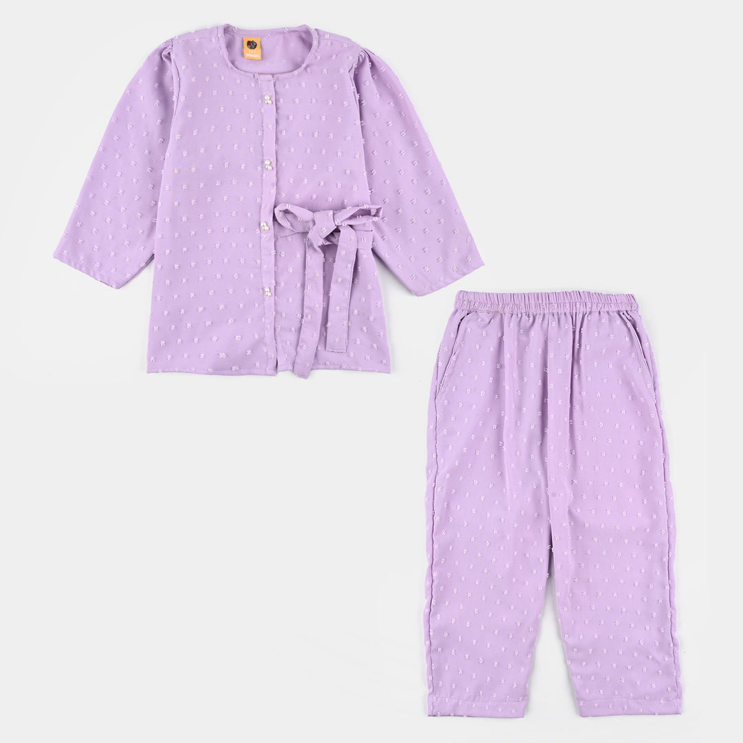 Girls Poly Crinkle Co-Ord Set Pansy