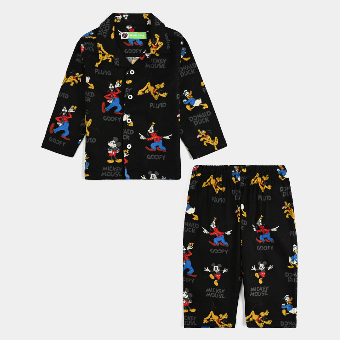 Infant Boys Flannel Night Suit-BLACK