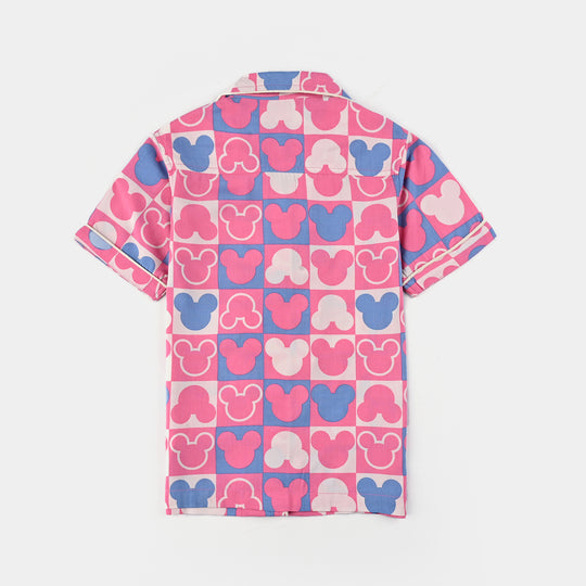Girls Viscose Woven Night Suit- Multi