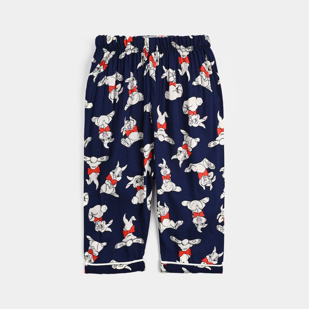 Infant Girls Viscose Night Suit - Bunny - Blue