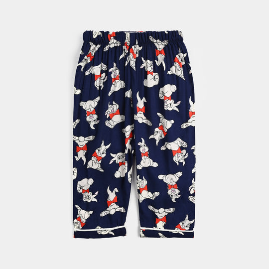 Infant Girls Viscose Night Suit - Bunny - Blue