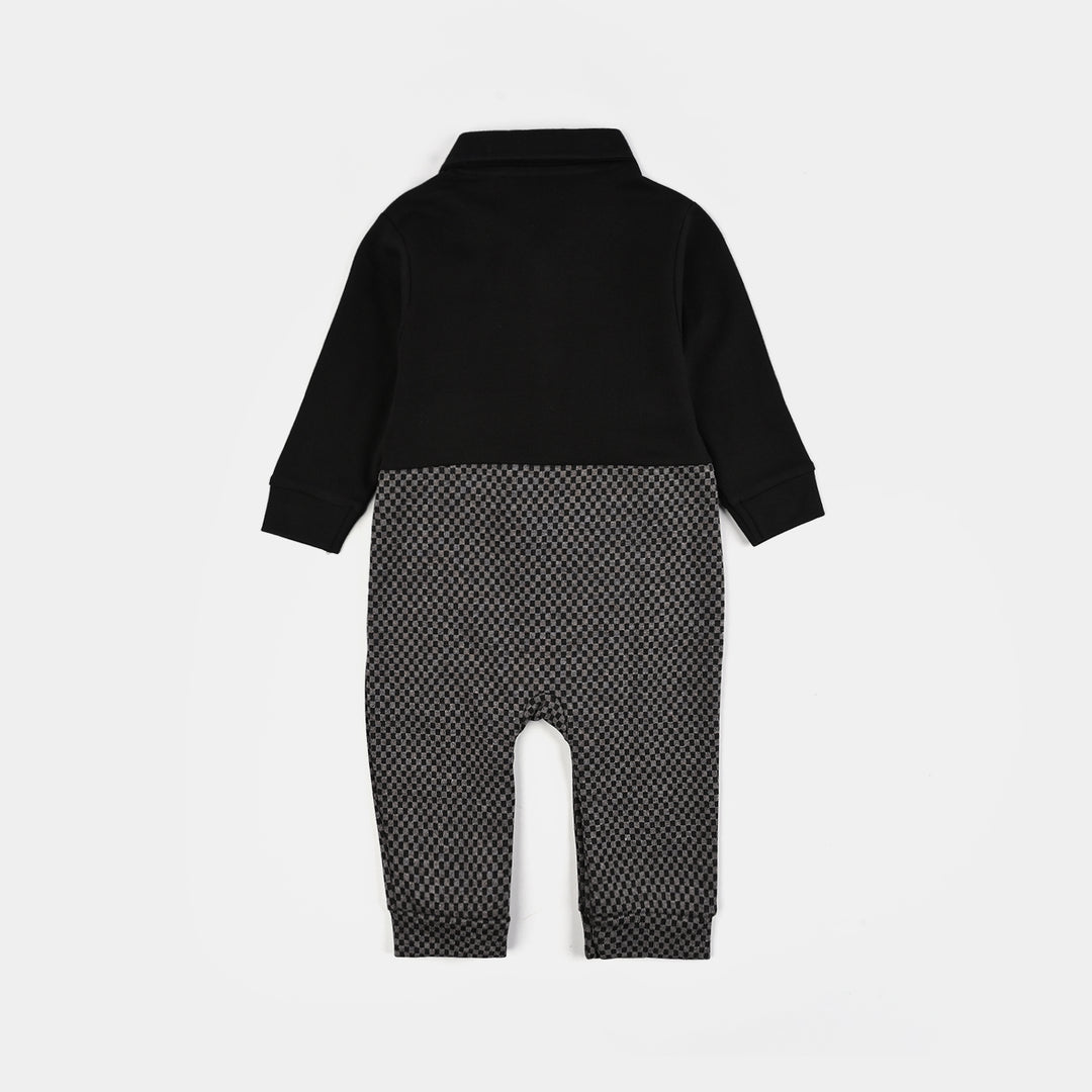 Infant Boys Jacquard Romper CHECKERED-BLACK