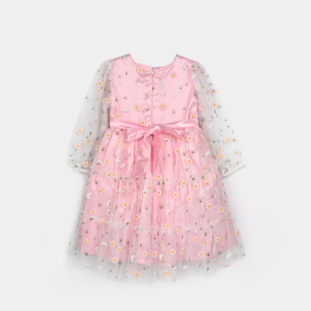 Girls Net Fancy Frock-Pretty - Lt Pink