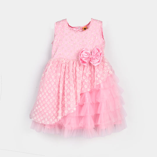 Girls Sequence Fancy Frock-Wonder - Light Pink