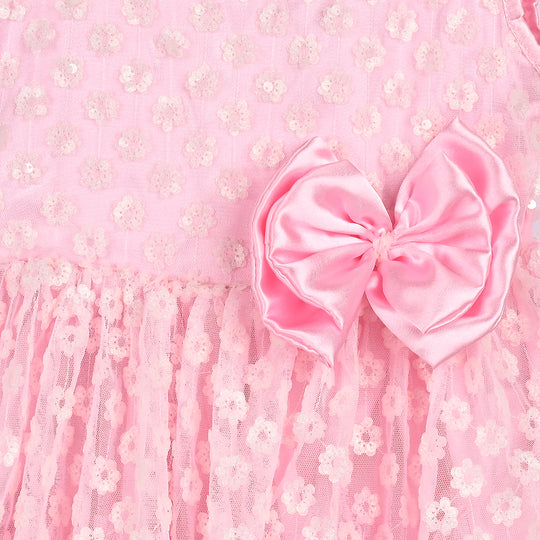 Girls Sequence Fancy Frock-Wonder - Light Pink