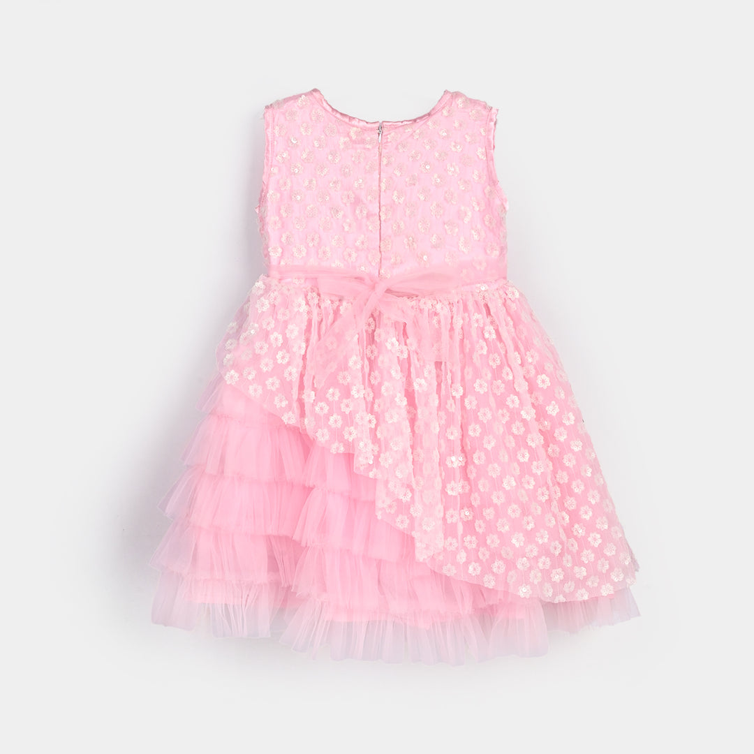 Girls Sequence Fancy Frock-Wonder - Light Pink