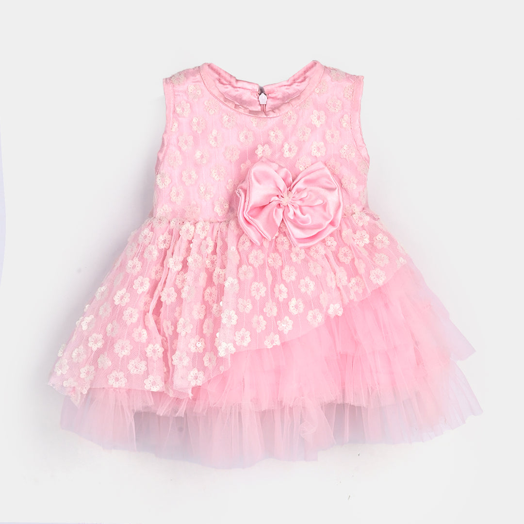 Infant Girls Sequence Fancy Frock - Light Pink