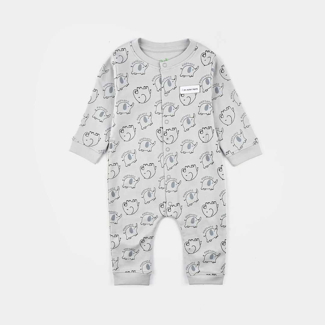 Infant Boys Cotton Interlock Romper Elephant