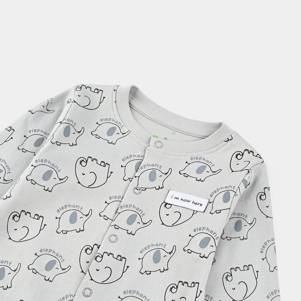 Infant Boys Cotton Interlock Romper Elephant