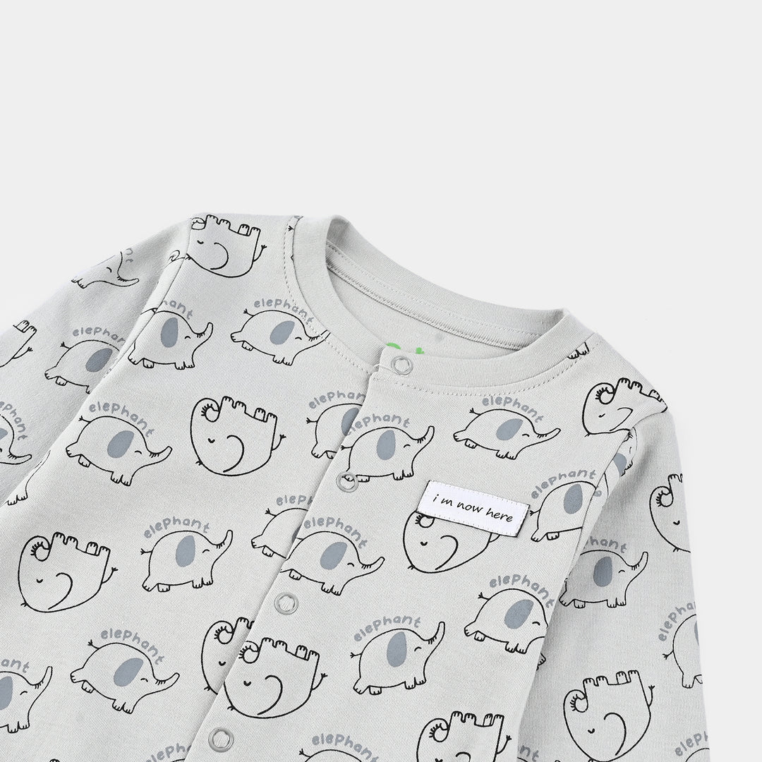 Infant Boys Cotton Interlock Romper Elephant