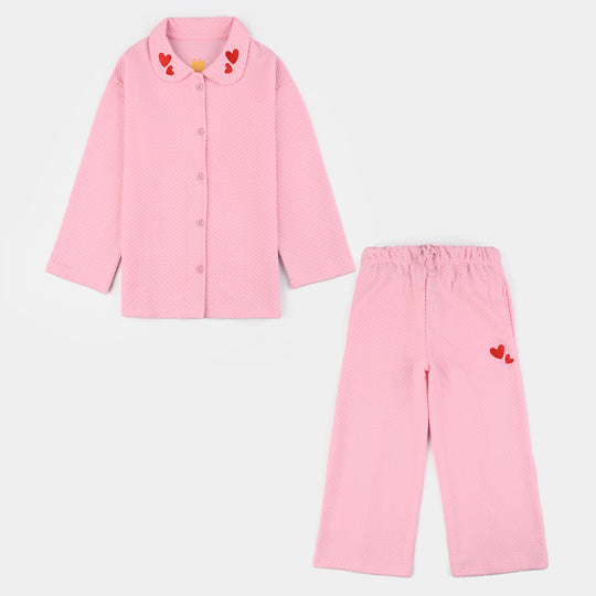Girls Quilted 2 Piece HEARTS-Pink