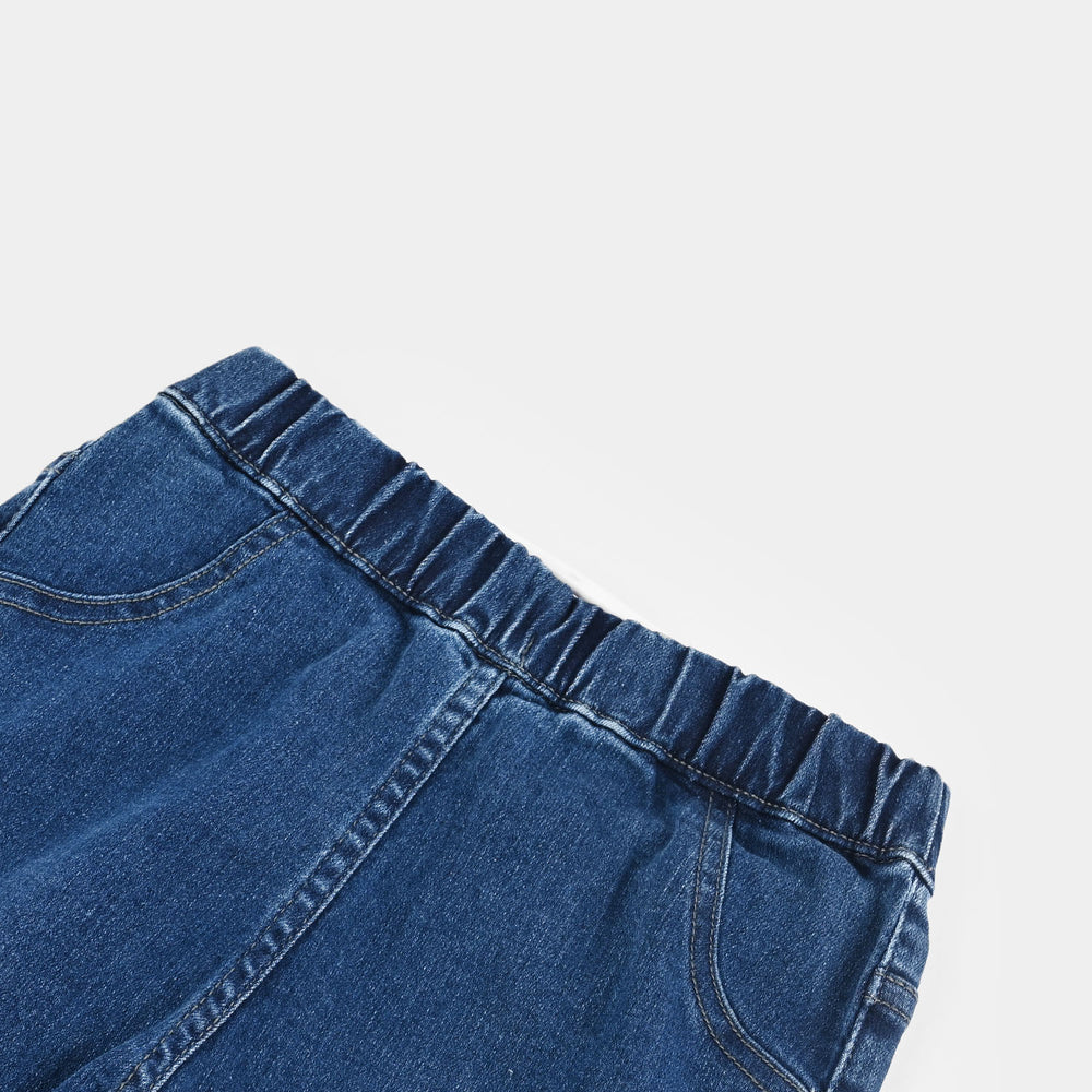 Girls Denim Stretch Jeggings Side Studs - Mid Blue