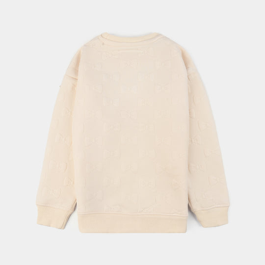Girls Jacquard Sweatshirt EMBOSSED BOW 2- Off White