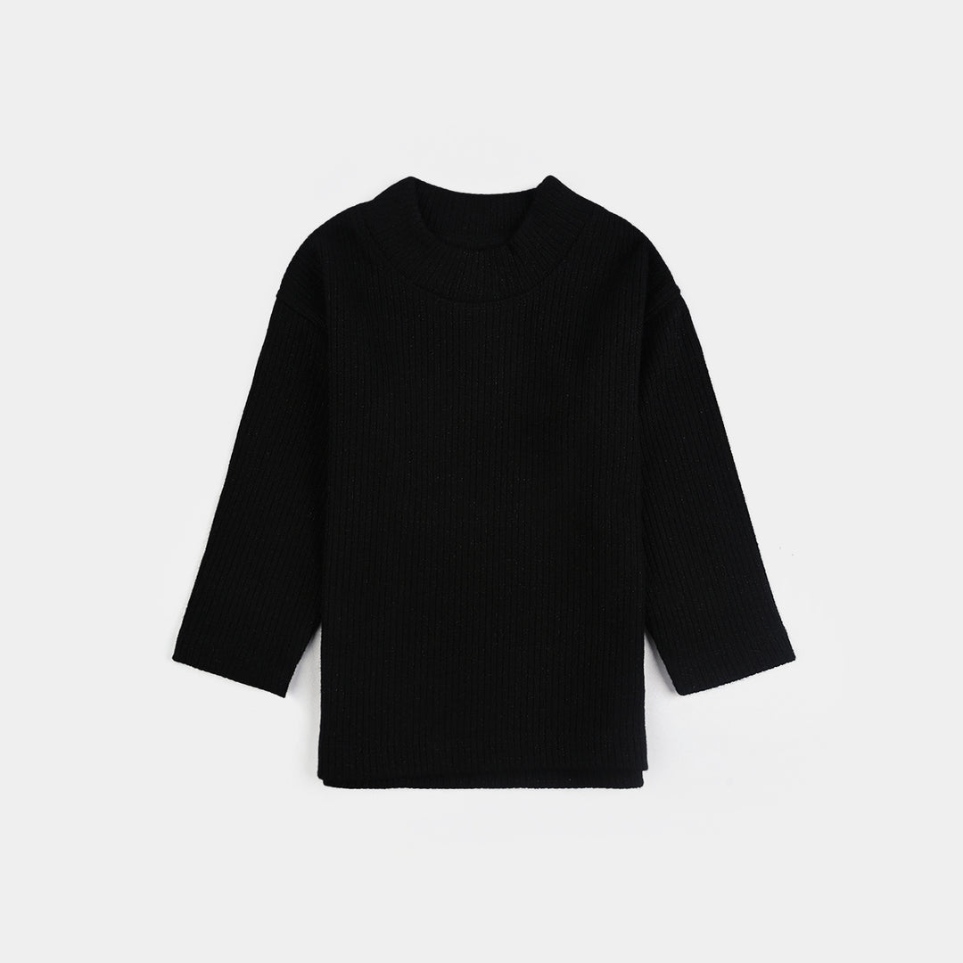 Infant Girls Rib Sweatshirt BLACK SHINE