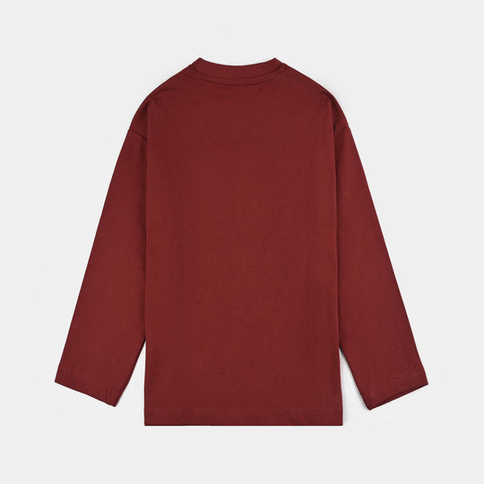 Girls Jersey/Terry T-Shirt F/S BOW-Red