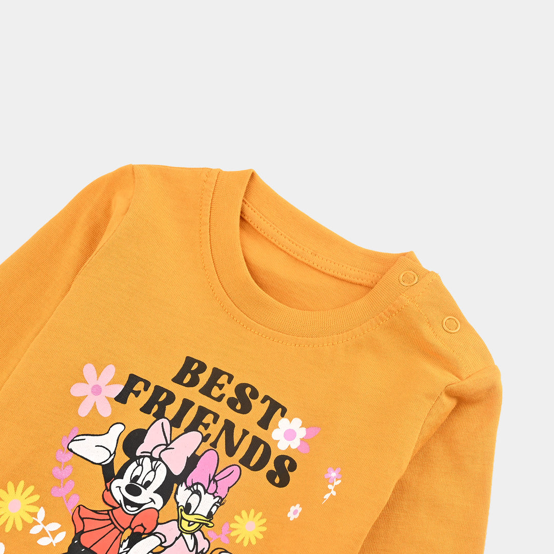 Infant Girls Jersey/Terry T-Shirt (BEST FRIENDS) - Yellow