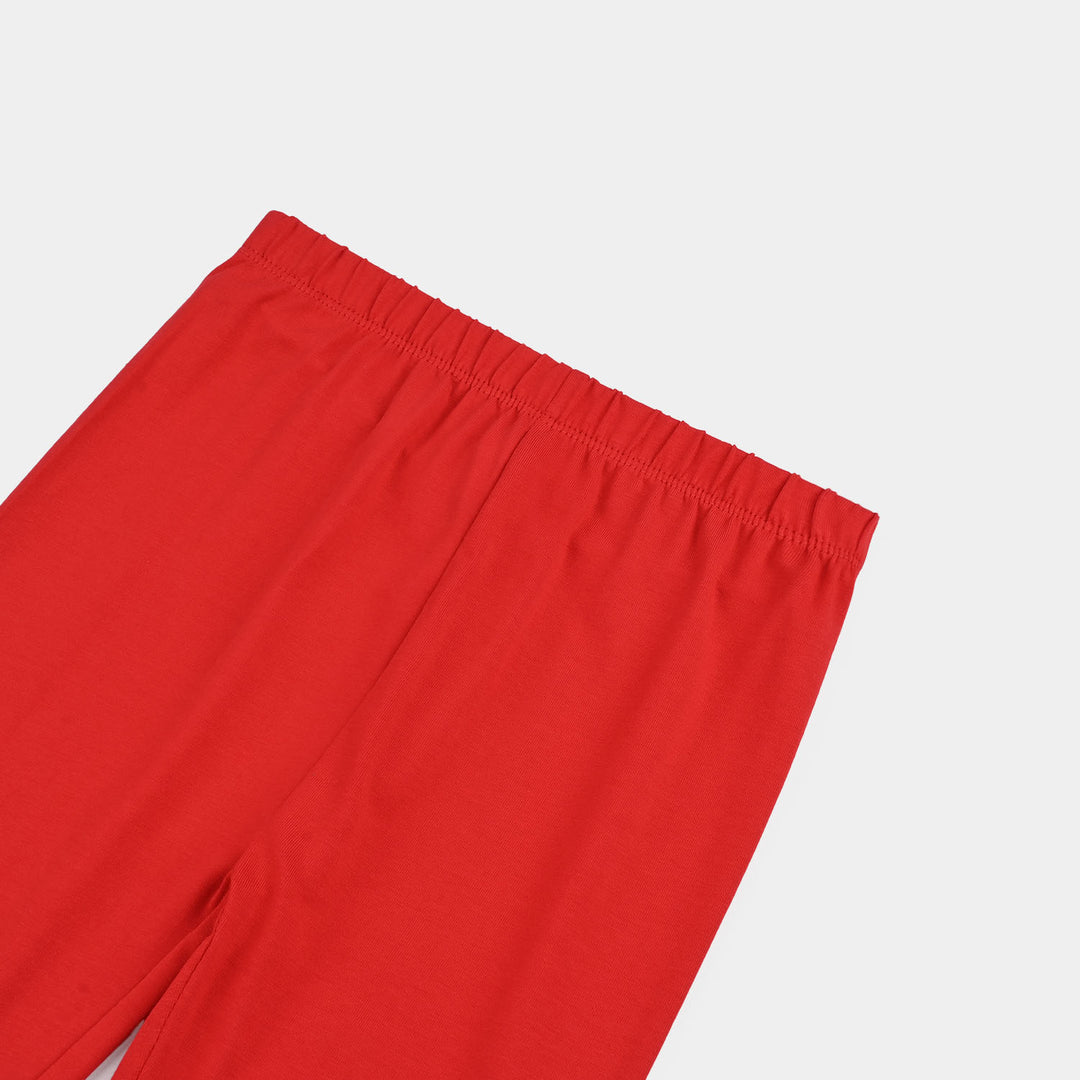 Girls Jersey/Terry Tights - Red