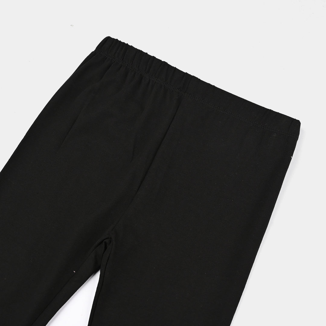 Girls Jersey/Terry Tights - Black