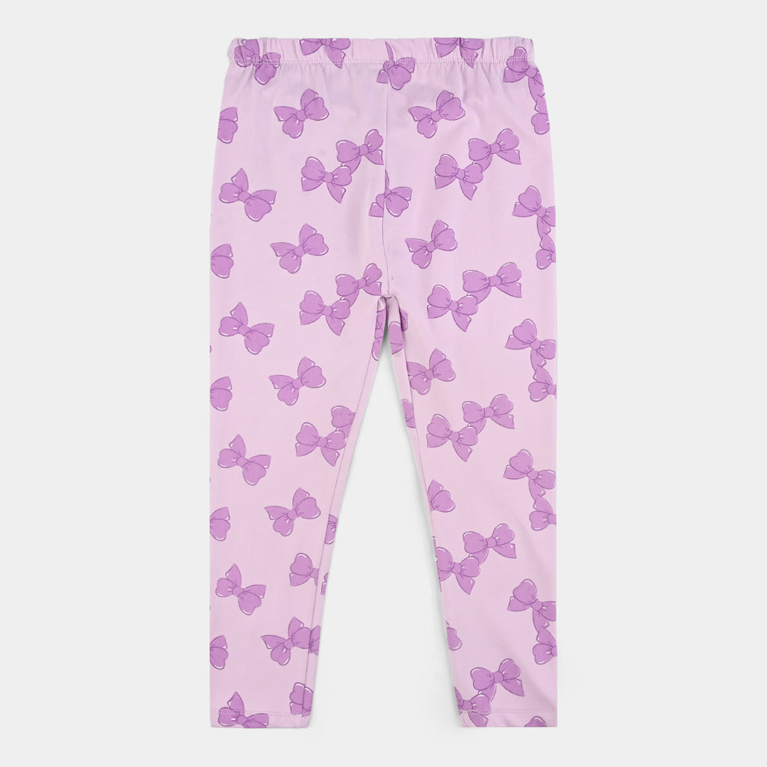 Girls Jersey/Terry Printed Tights - BOW