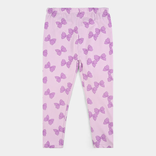 Girls Jersey/Terry Printed Tights - BOW