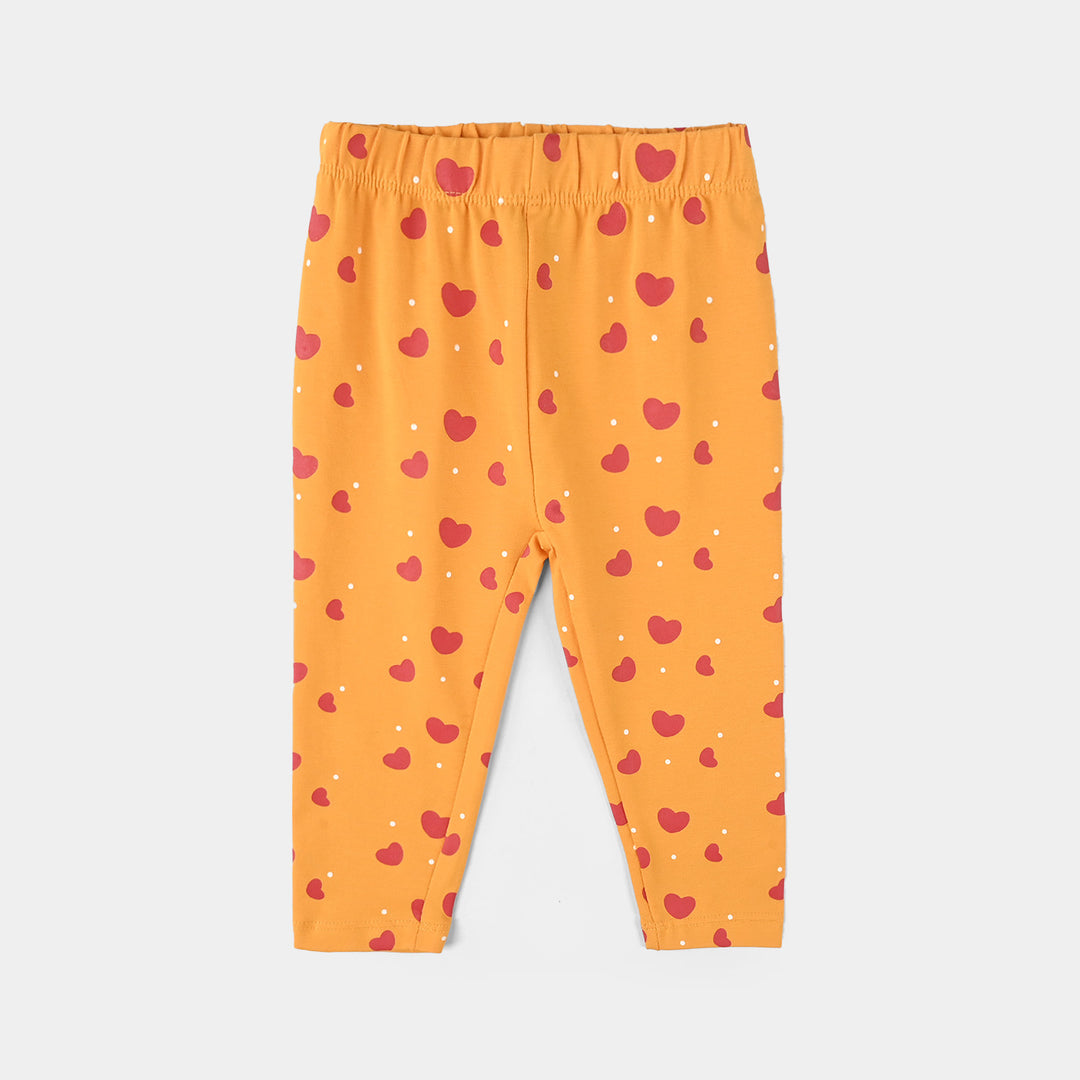 Infant Girls Jersey/Terry Printed Tights HEARTS REPEAT-Yellow