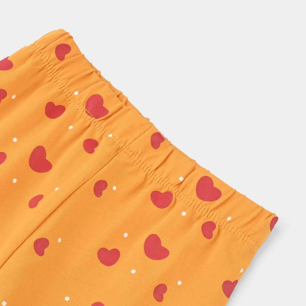 Infant Girls Jersey/Terry Printed Tights HEARTS REPEAT-Yellow