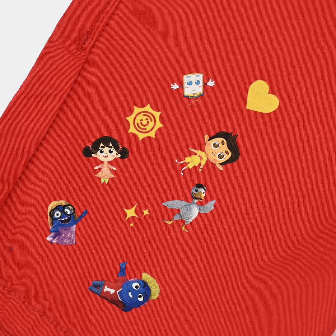 Boys Cotton Twill Short YOUNG PIPER-RED